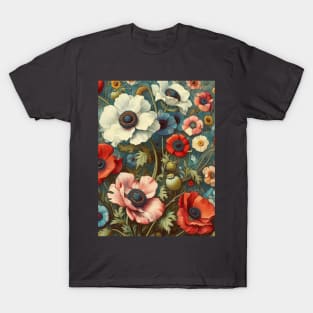 anemone and poppy flower pattern 4 T-Shirt